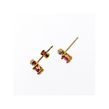925 Sterling Silver Gold Plated Pink Topaz & Diamond Stud Earrings