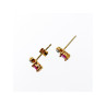 925 Sterling Silver Gold Plated Pink Topaz & Diamond Stud Earrings
