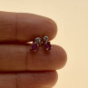 925 Sterling Silver Gold Plated Pink Topaz & Diamond Stud Earrings
