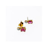 925 Sterling Silver Gold Plated Pink Topaz & Diamond Stud Earrings