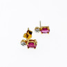 925 Sterling Silver Gold Plated Pink Topaz & Diamond Stud Earrings