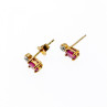 925 Sterling Silver Gold Plated Pink Topaz & Diamond Stud Earrings