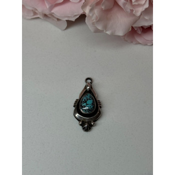 925 Sterling Silver Turquoise Pendant Length 1.1 In