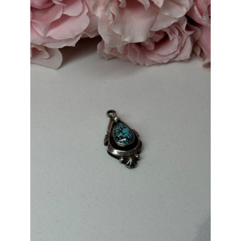 925 Sterling Silver Turquoise Pendant Length 1.1 In