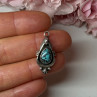 925 Sterling Silver Turquoise Pendant Length 1.1 In