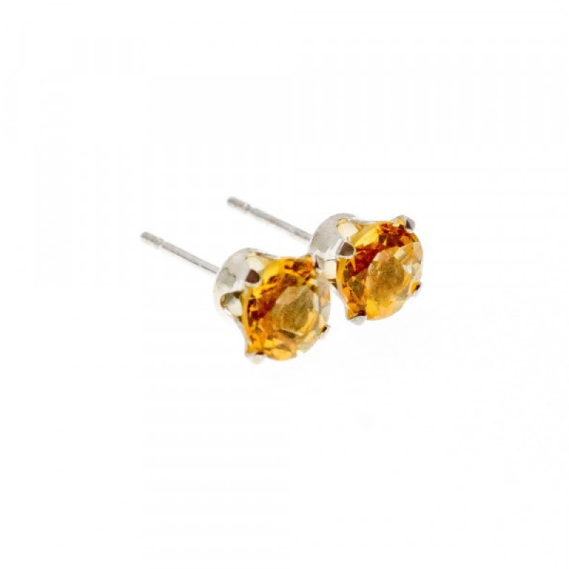 925 Sterling Silver Citrine Stud Earrings