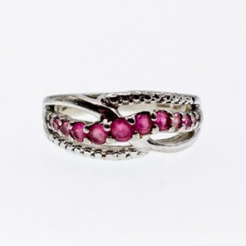 925 Sterling Silver Pink Spinel Ring Size 7.25