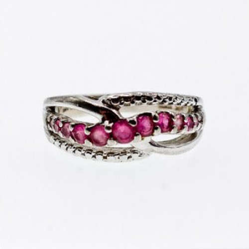 925 Sterling Silver Pink Spinel Ring Size 7.25