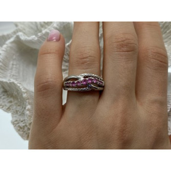 925 Sterling Silver Pink Spinel Ring Size 7.25
