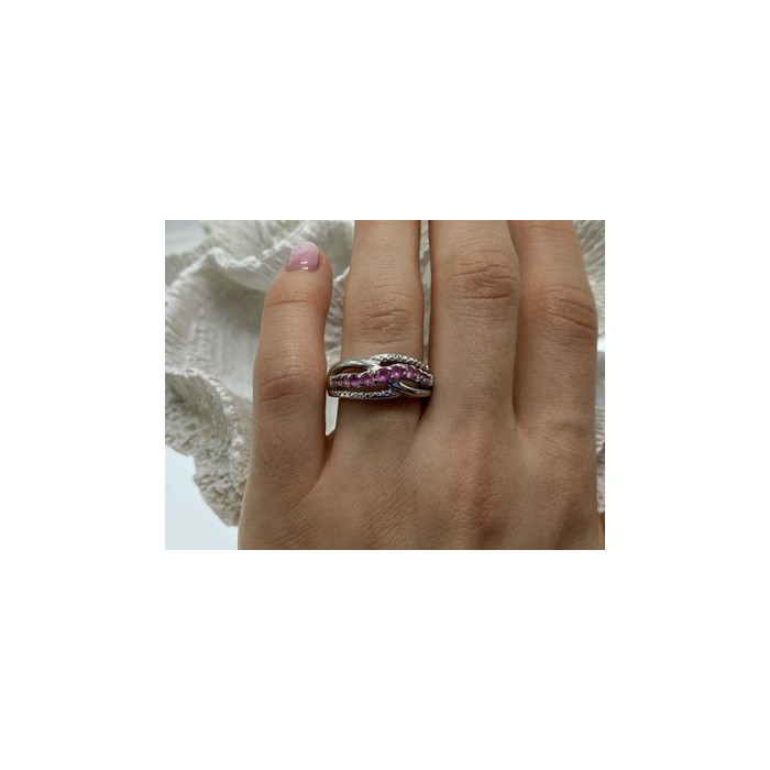 925 Sterling Silver Pink Spinel Ring Size 7.25