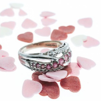 925 Sterling Silver Pink Spinel Ring Size 7.25