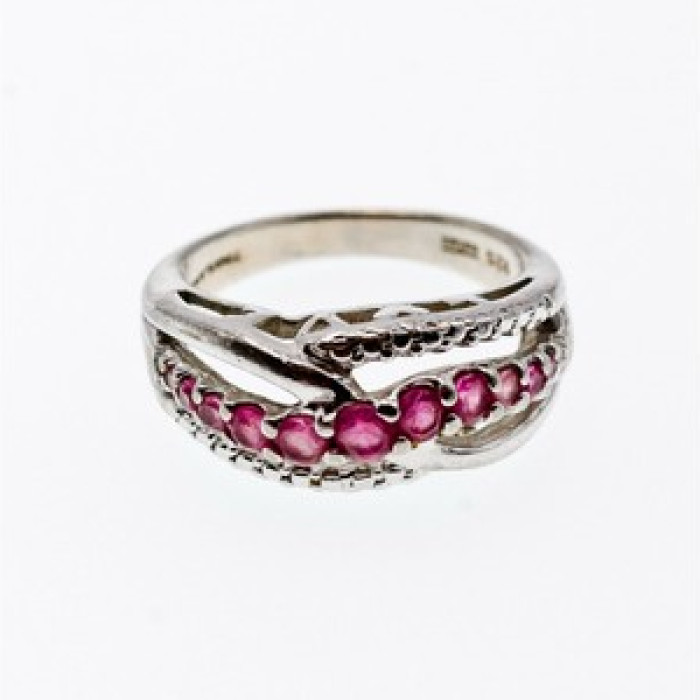 925 Sterling Silver Pink Spinel Ring Size 7.25