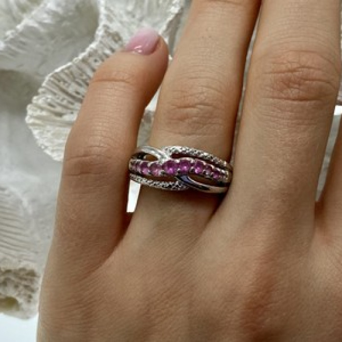 925 Sterling Silver Pink Spinel Ring Size 7.25