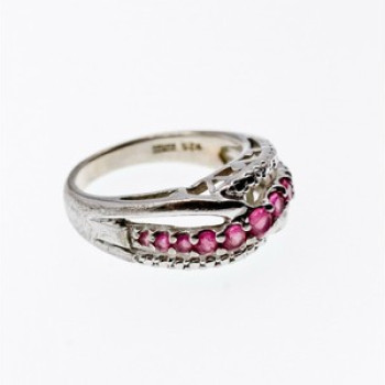 925 Sterling Silver Pink Spinel Ring Size 7.25