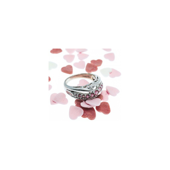 925 Sterling Silver Pink Spinel Ring Size 7.25