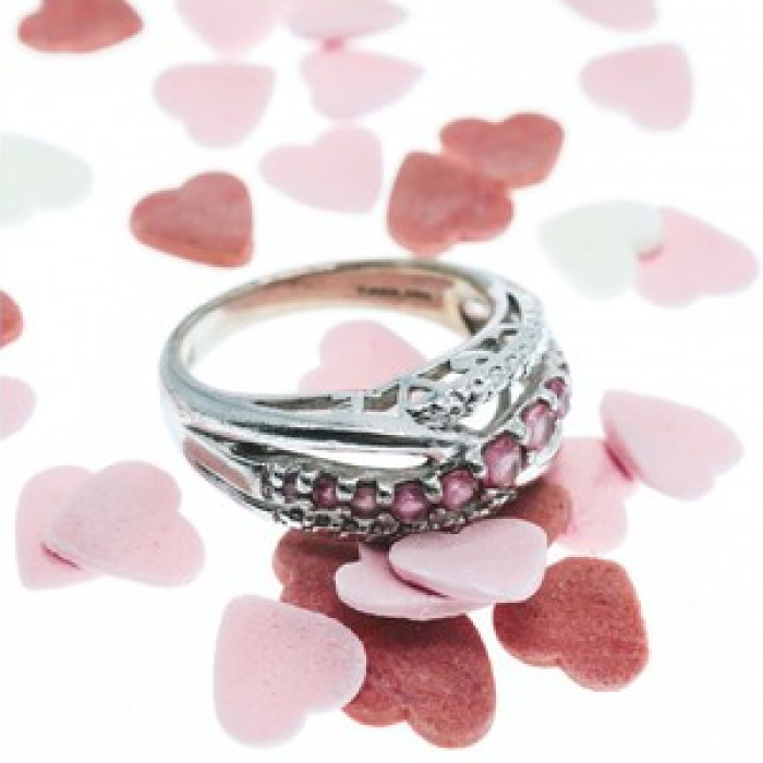 925 Sterling Silver Pink Spinel Ring Size 7.25