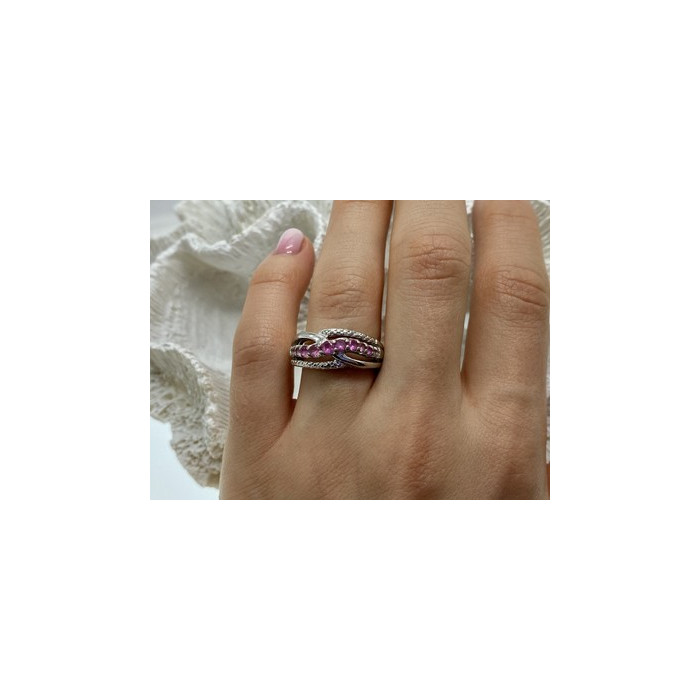 925 Sterling Silver Pink Spinel Ring Size 7.25
