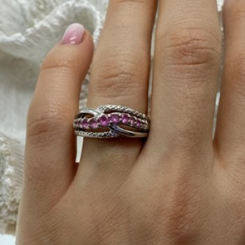 925 Sterling Silver Pink Spinel Ring Size 7.25