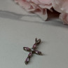 925 Sterling Silver Morganite & CZ Cross Length 1.1 In