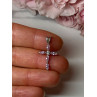 925 Sterling Silver Morganite & CZ Cross Length 1.1 In
