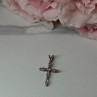 925 Sterling Silver Morganite & CZ Cross Length 1.1 In
