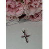 925 Sterling Silver Morganite & CZ Cross Length 1.1 In