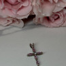 925 Sterling Silver Morganite & CZ Cross Length 1.1 In