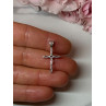 925 Sterling Silver Morganite & CZ Cross Length 1.1 In