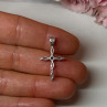 925 Sterling Silver Morganite & CZ Cross Length 1.1 In