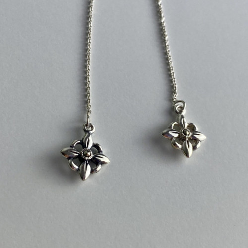 925 Sterling Silver Marcasites Threader Earrings