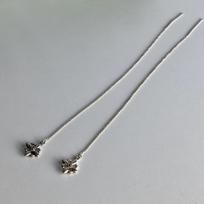 925 Sterling Silver Marcasites Threader Earrings