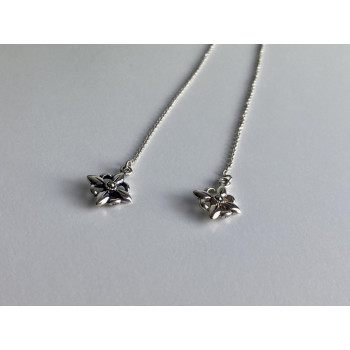 925 Sterling Silver Marcasites Threader Earrings