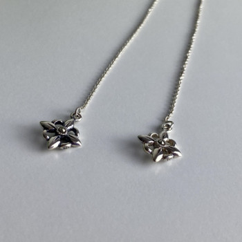 925 Sterling Silver Marcasites Threader Earrings