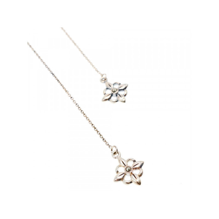 925 Sterling Silver Marcasites Threader Earrings