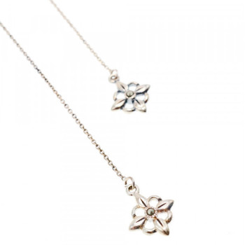 925 Sterling Silver Marcasites Threader Earrings