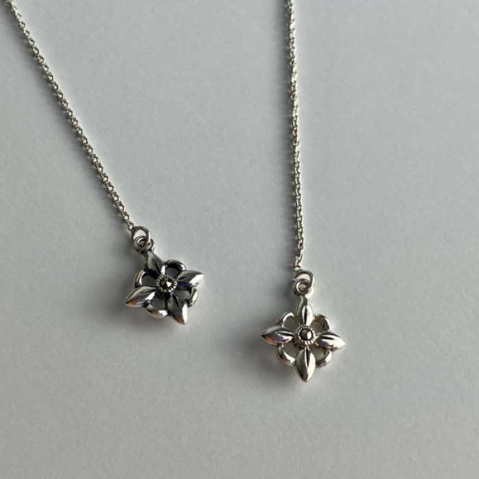 925 Sterling Silver Marcasites Threader Earrings