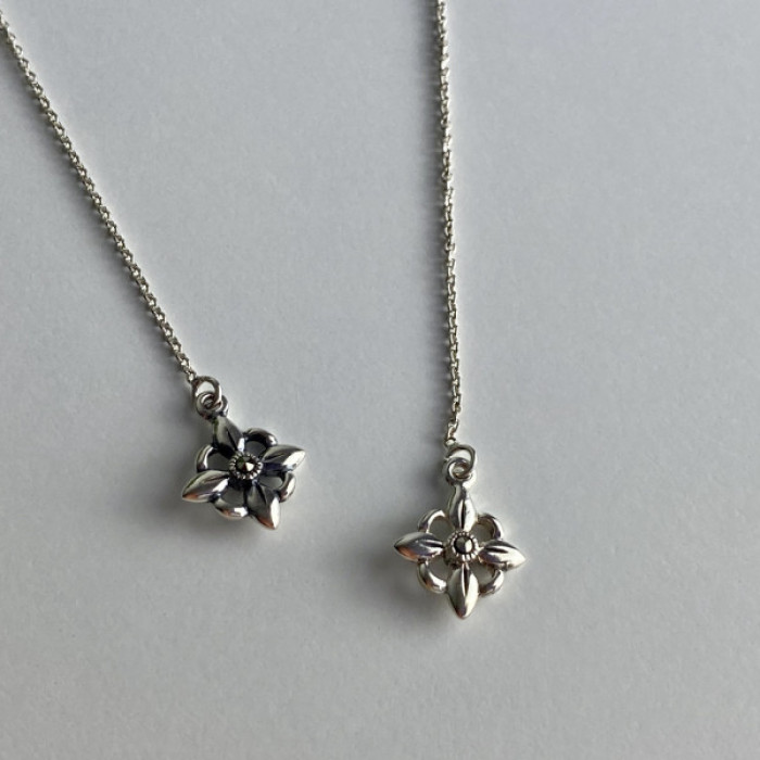 925 Sterling Silver Marcasites Threader Earrings