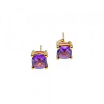 10K Yellow Gold Amethyst Earrings