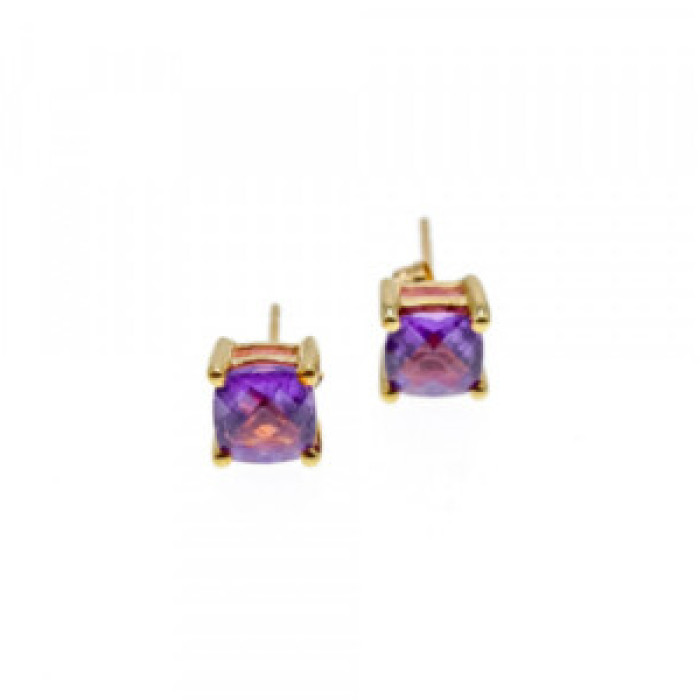 10K Yellow Gold Amethyst Earrings