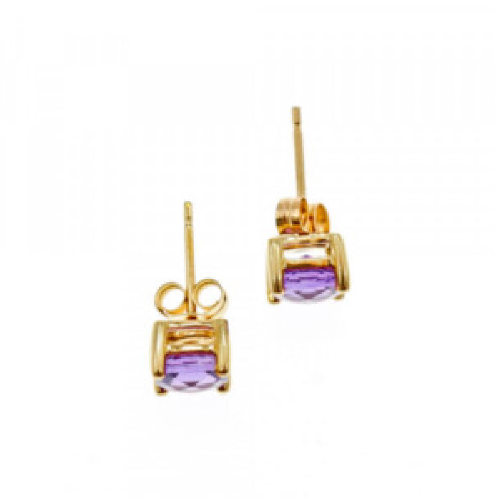 10K Yellow Gold Amethyst Earrings