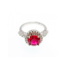 925 Sterling Silver Red Spinel & CZ Ring Size 7