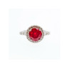925 Sterling Silver Red Spinel & CZ Ring Size 7