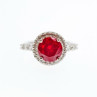 925 Sterling Silver Red Spinel & CZ Ring Size 7