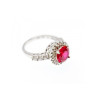 925 Sterling Silver Red Spinel & CZ Ring Size 7