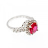 925 Sterling Silver Red Spinel & CZ Ring Size 7