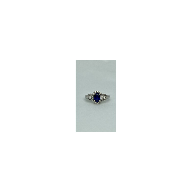 925 Sterling Silver Blue & White Sapphire 