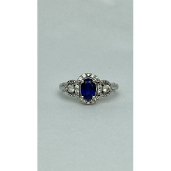 925 Sterling Silver Blue & White Sapphire 