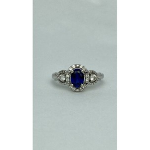 925 Sterling Silver Blue & White Sapphire 