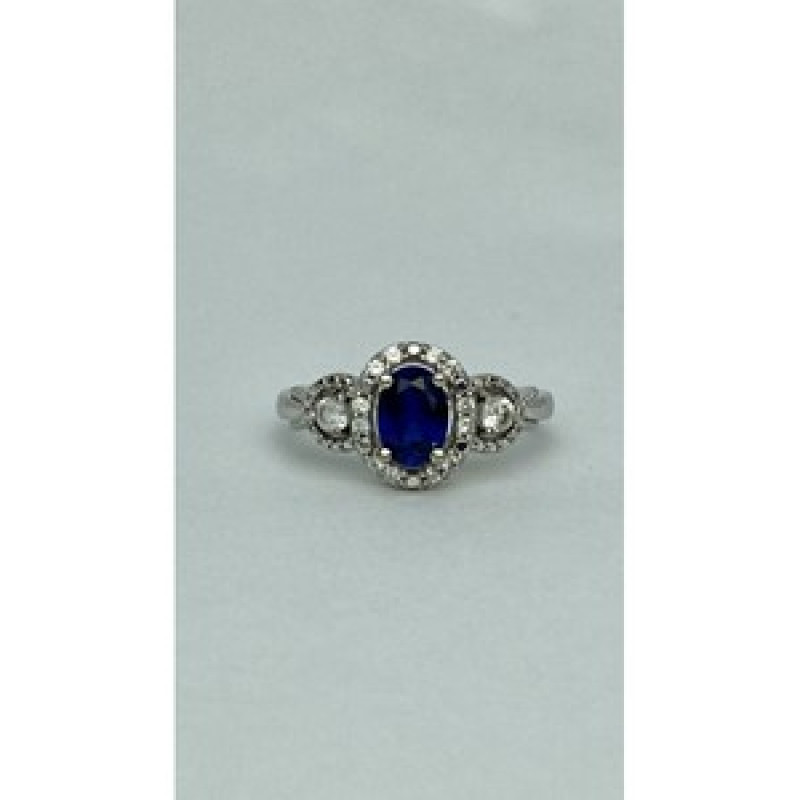 925 Sterling Silver Blue & White Sapphire 