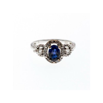 925 Sterling Silver Blue & White Sapphire 